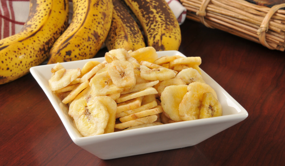 Kraukšķīgie banānu čipsi
