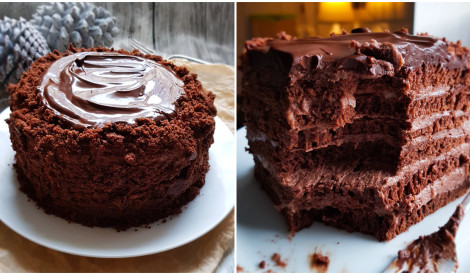 Šokolādes torte ar vārītu šokolādes krēmu